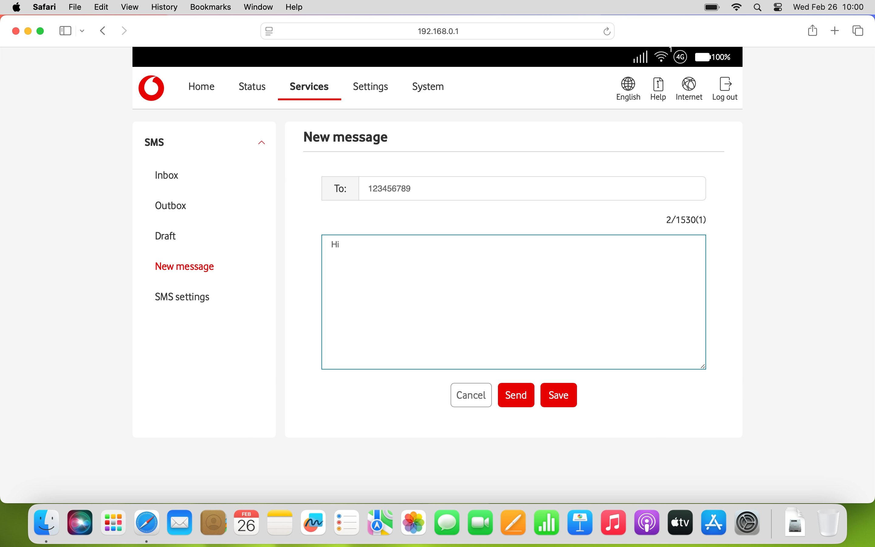 Click Send when you've written your text message.