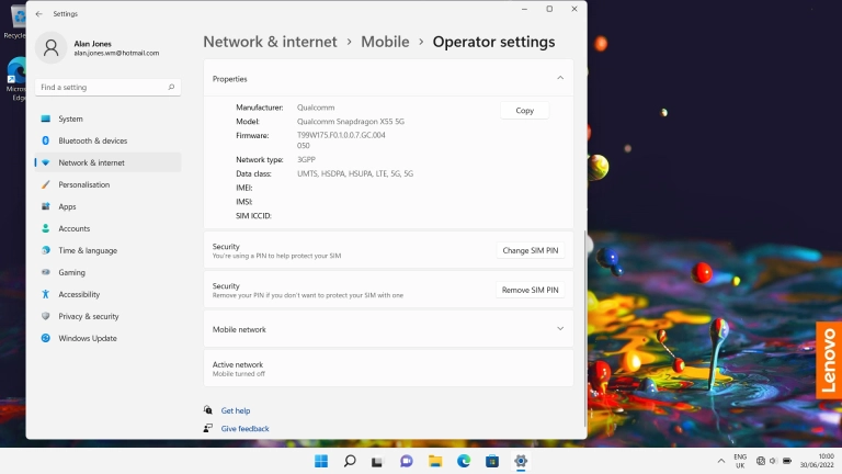 Your laptop's IMEI number is displayed next to IMEI:.