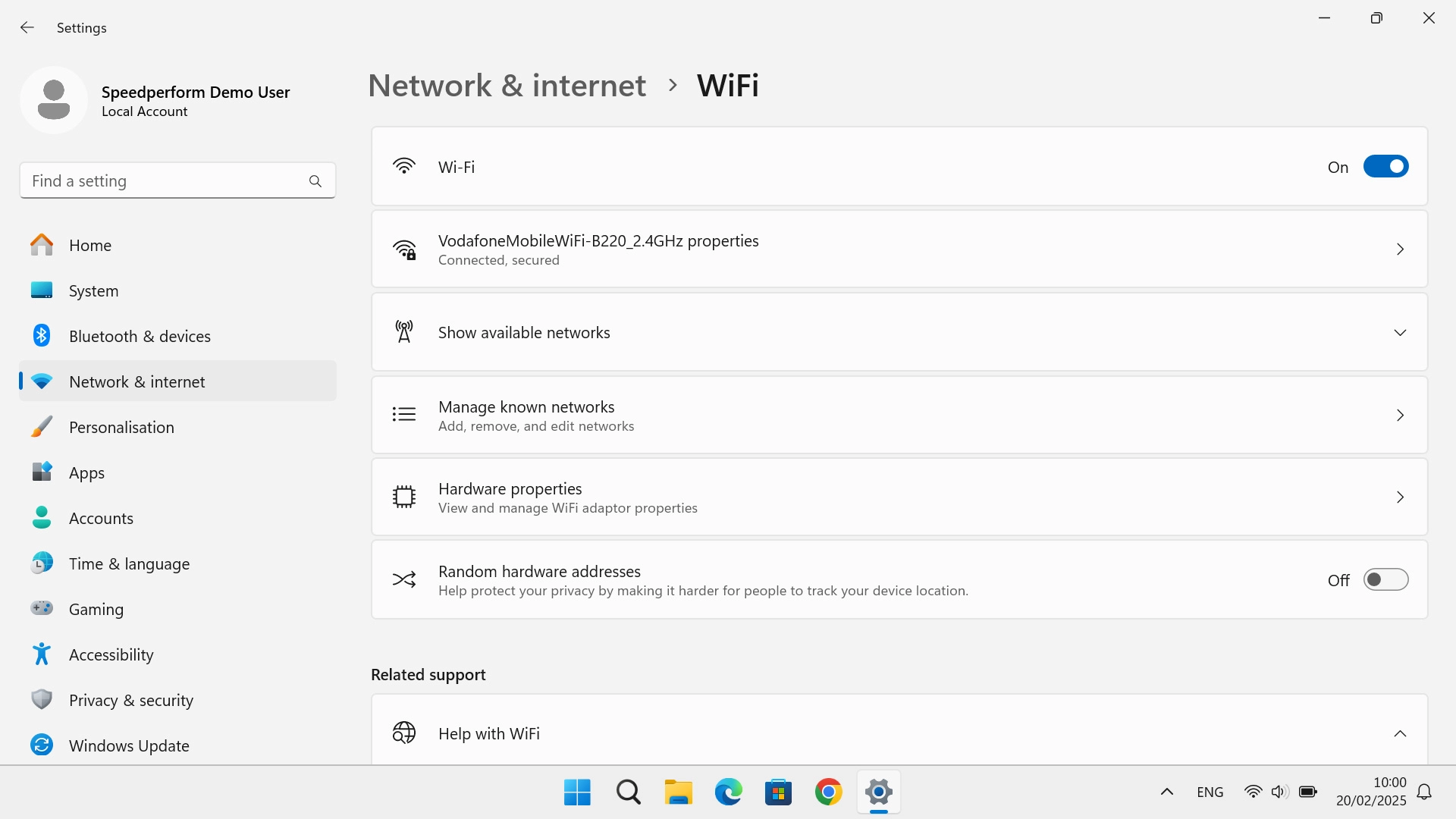 Click Manage known networks.