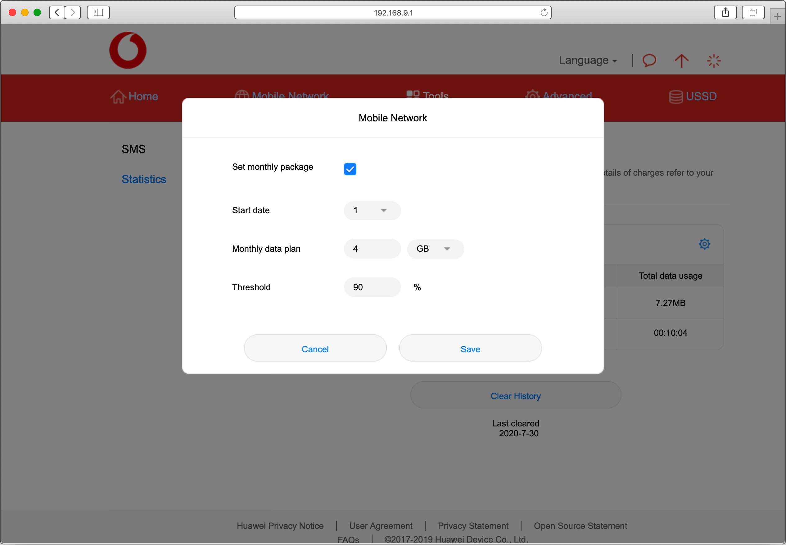 Follow the instructions on the screen to select the required data usage limits.