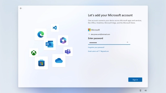 Key in the password for your Microsoft account and click Sign in.