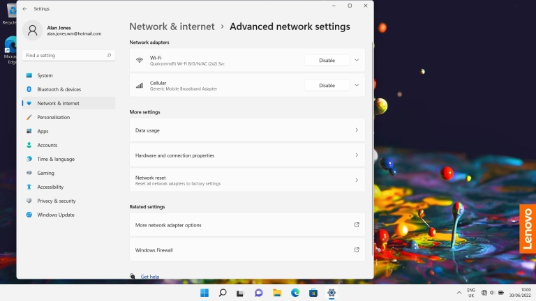 Click Network reset.