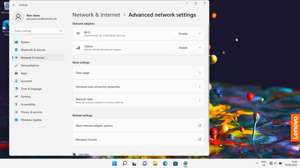 Click Network reset.