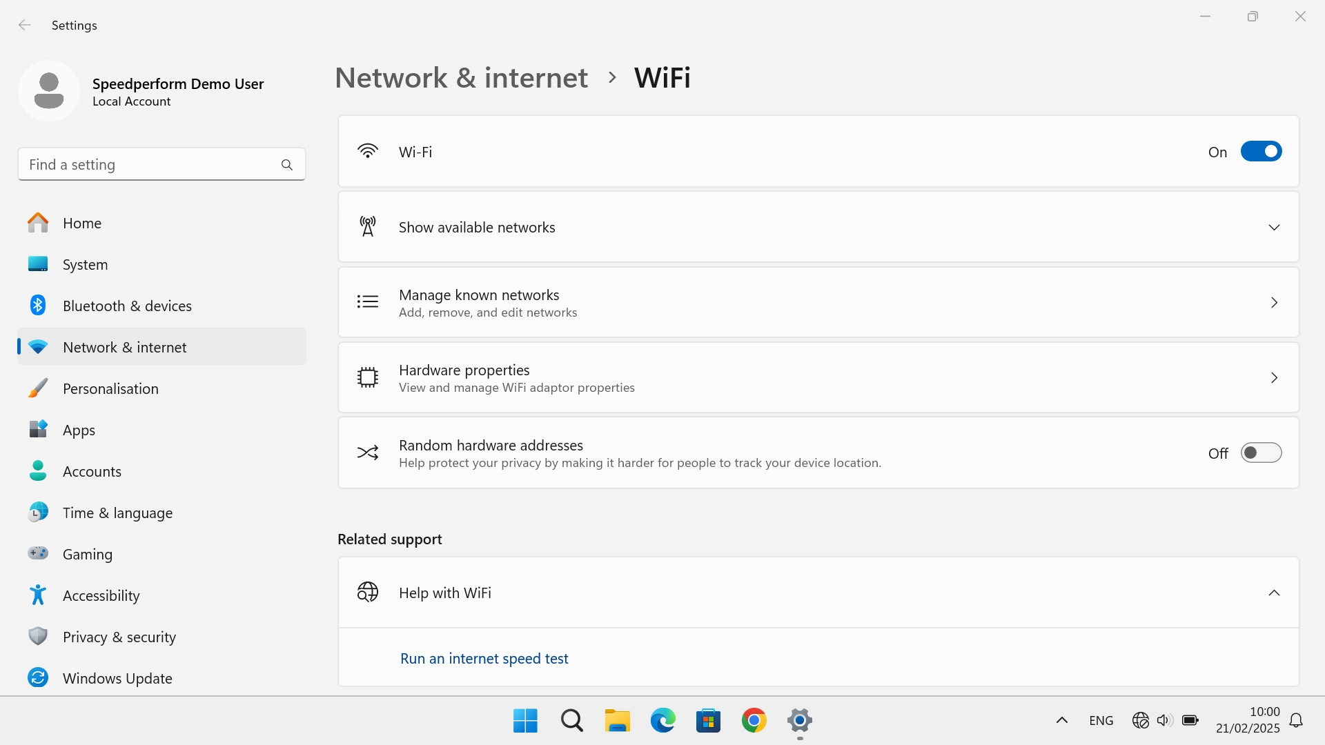 Click Manage known networks.