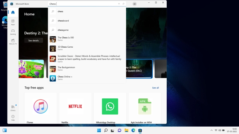 Key in the name or subject of the required app and click the search icon.
