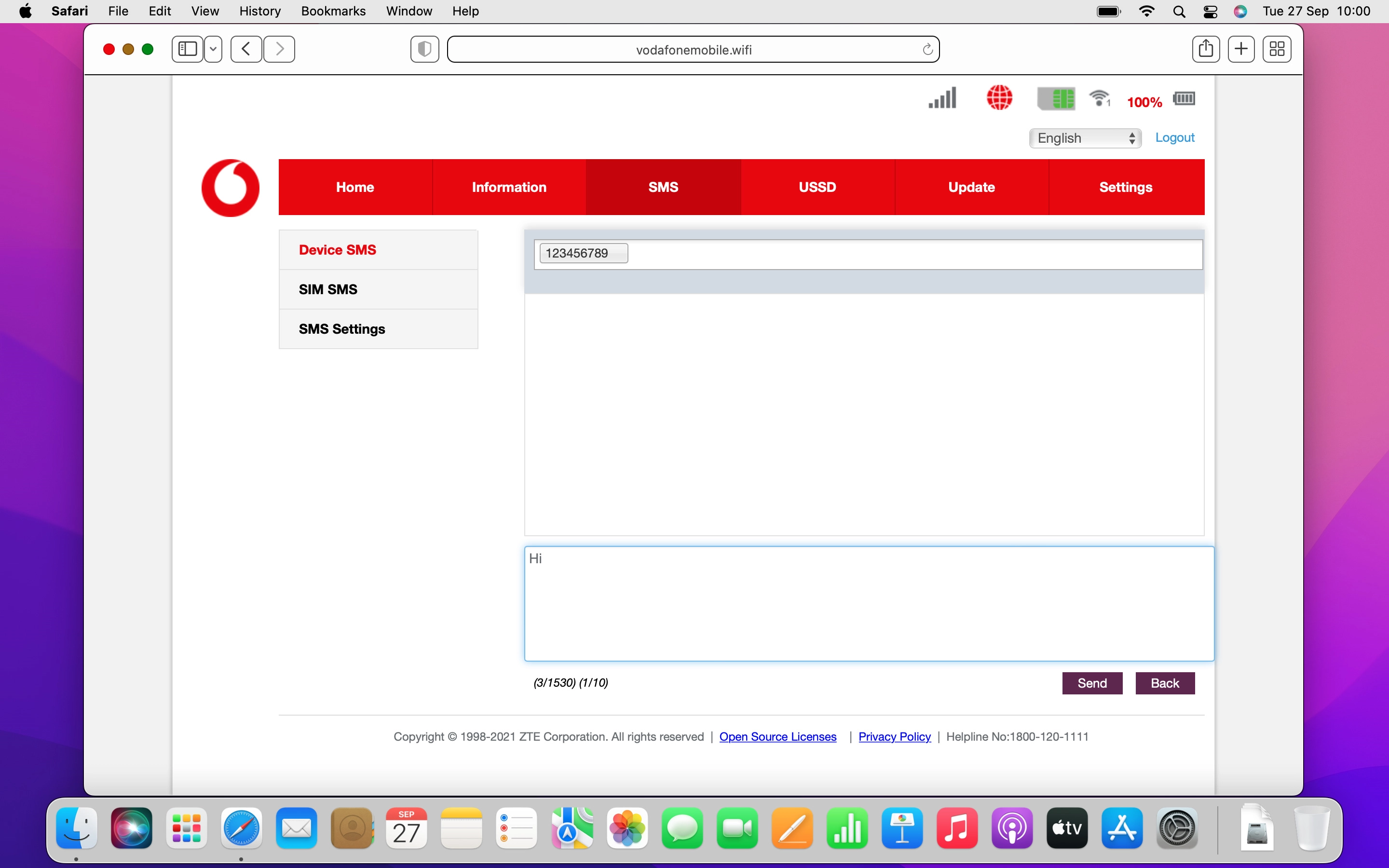 Click Send when you've written your text message.