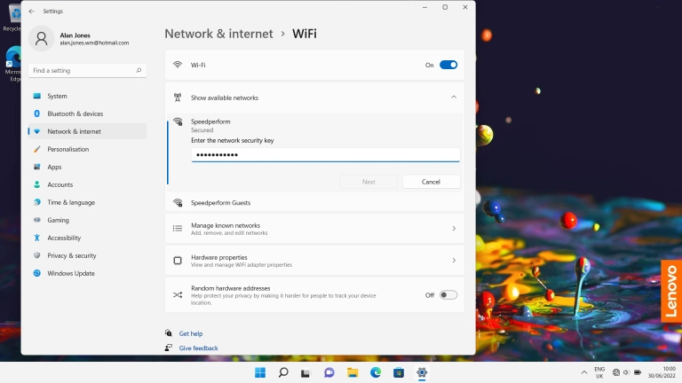Key in the password for the Wi-Fi network and click Next.
