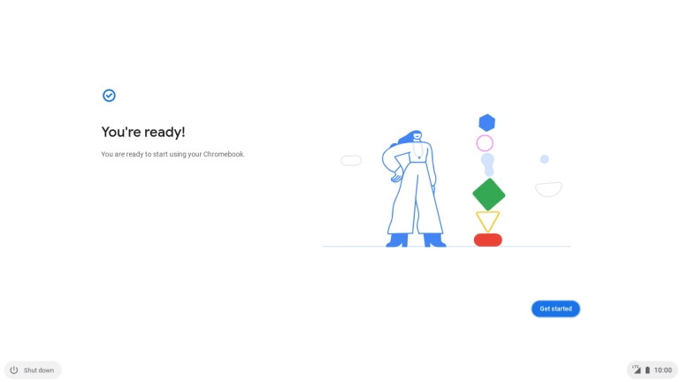 Click Get started to finish the configuration of your laptop.