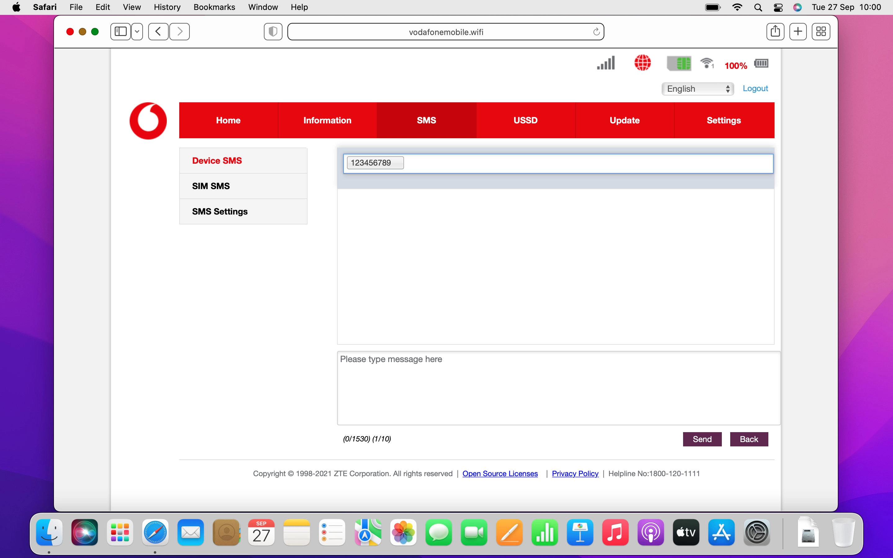 Click the text input field and write the text for your text message.