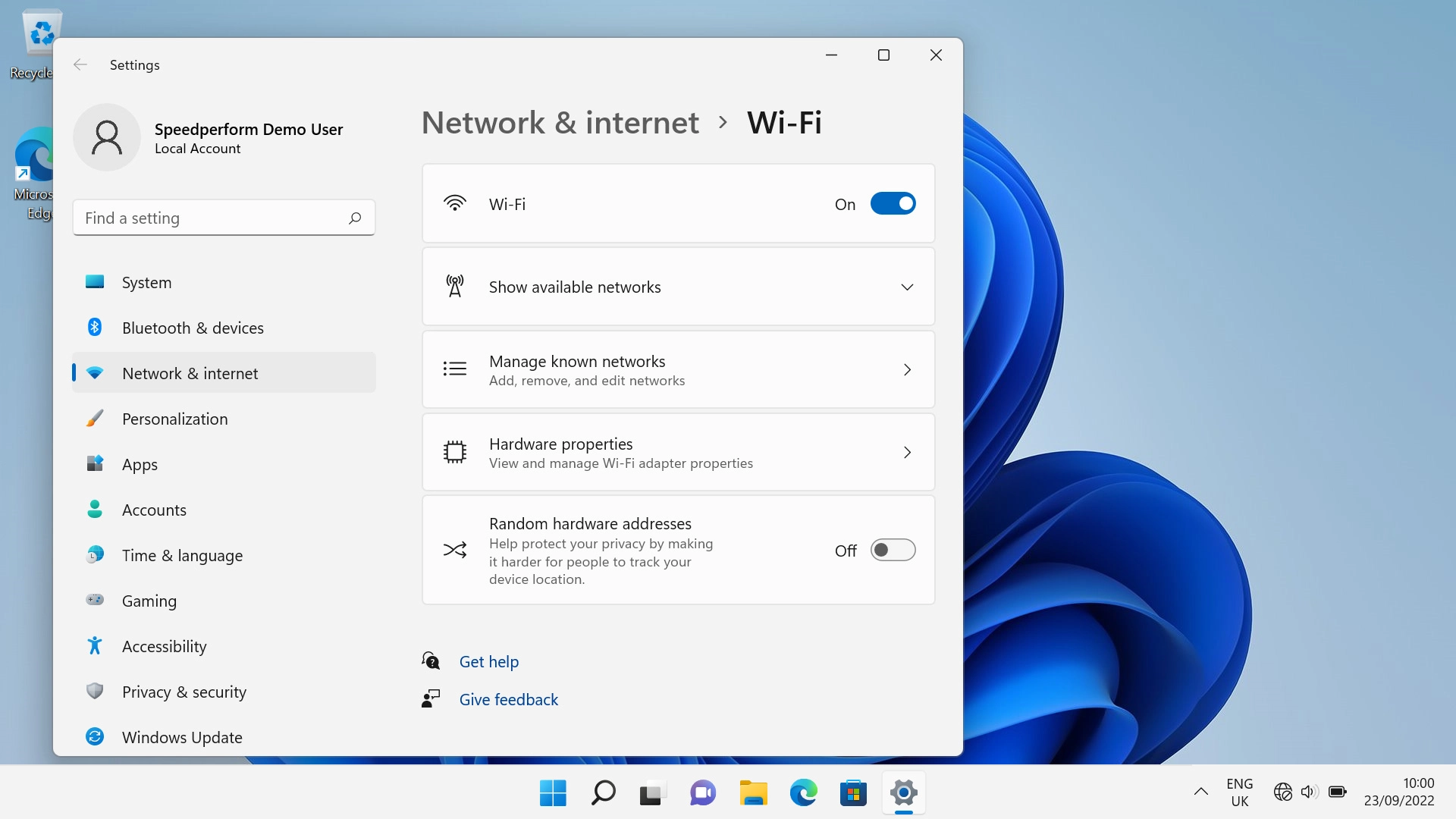 Click Manage known networks.
