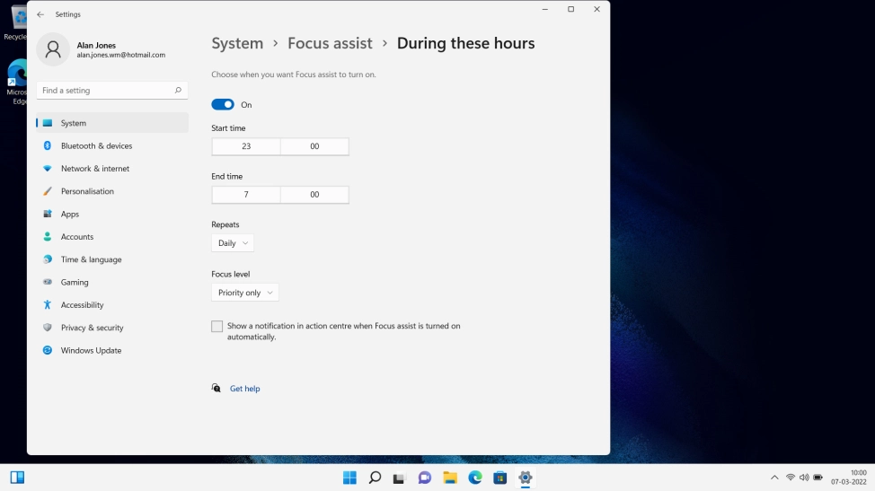 Follow the instructions on the screen to select period of time and focus type for automatic focus mode.
