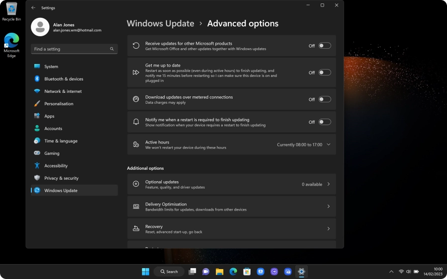 Click Optional updates. If a new update is available, it's displayed. Follow the instructions on the screen to update the laptop drivers.