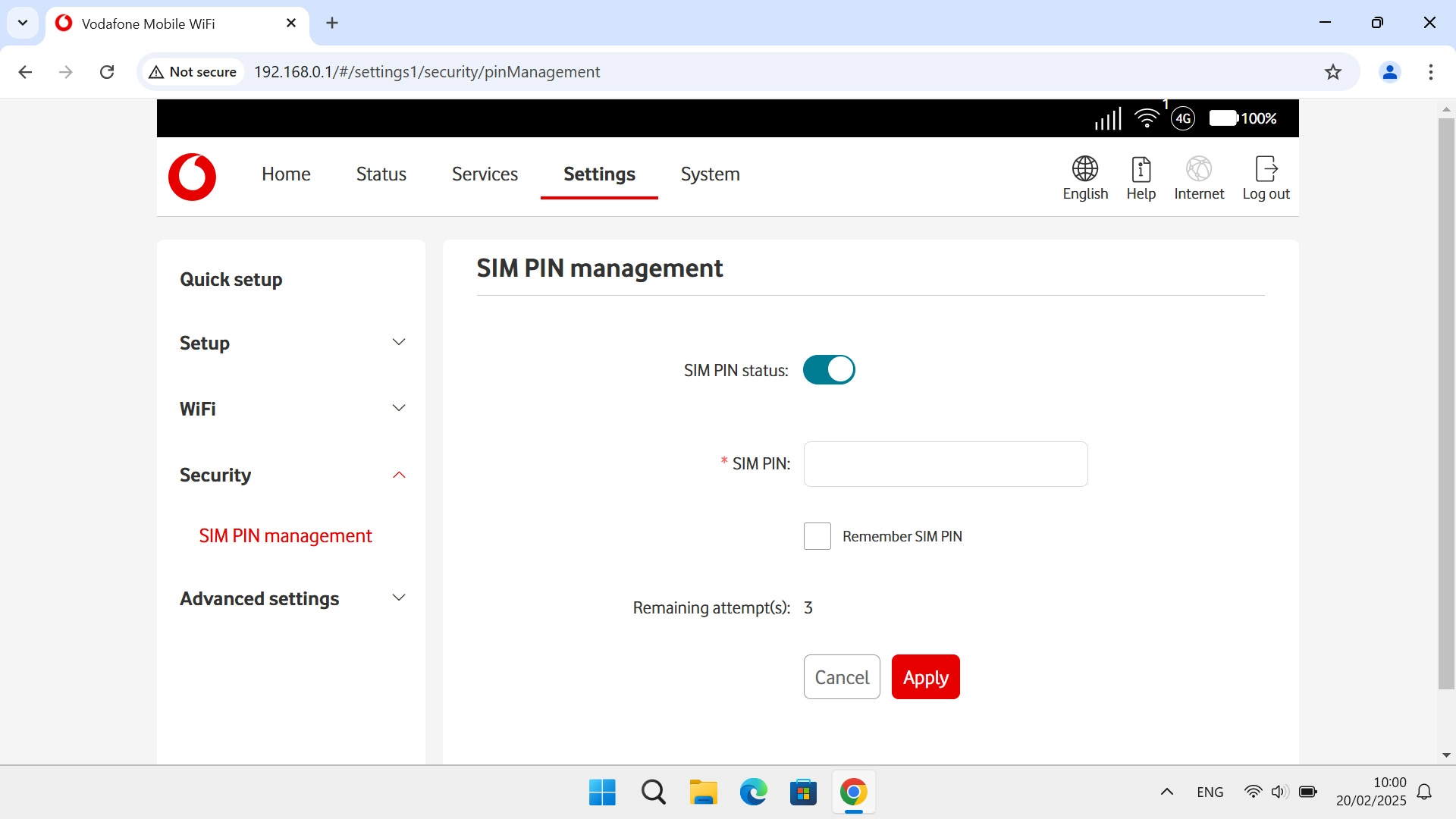 Click the field next to 