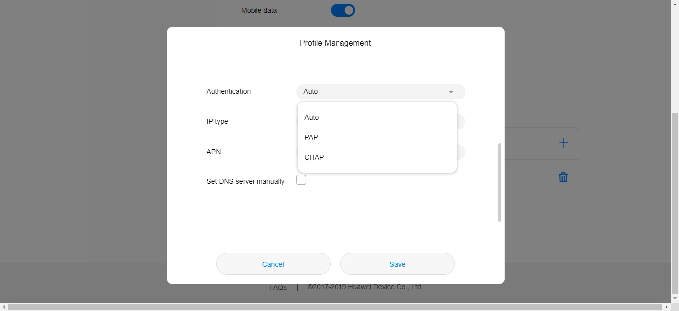 Click the required setting.