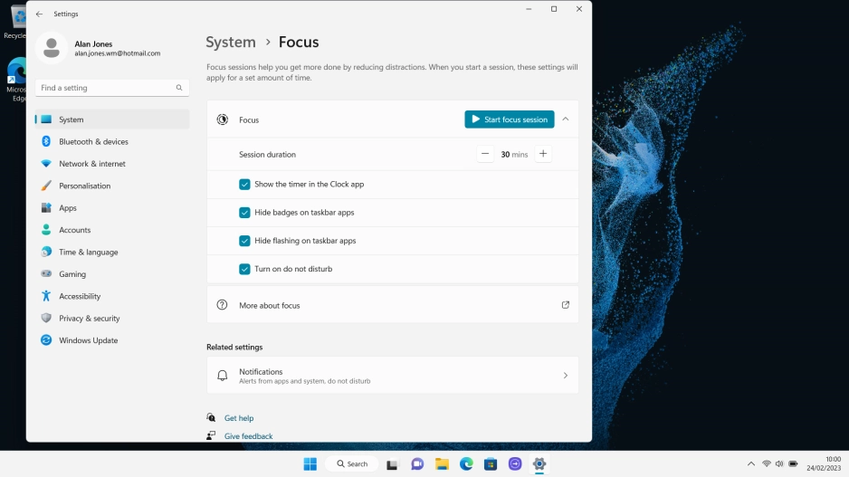 Follow the instructions on the screen to select the required settings for focus mode.