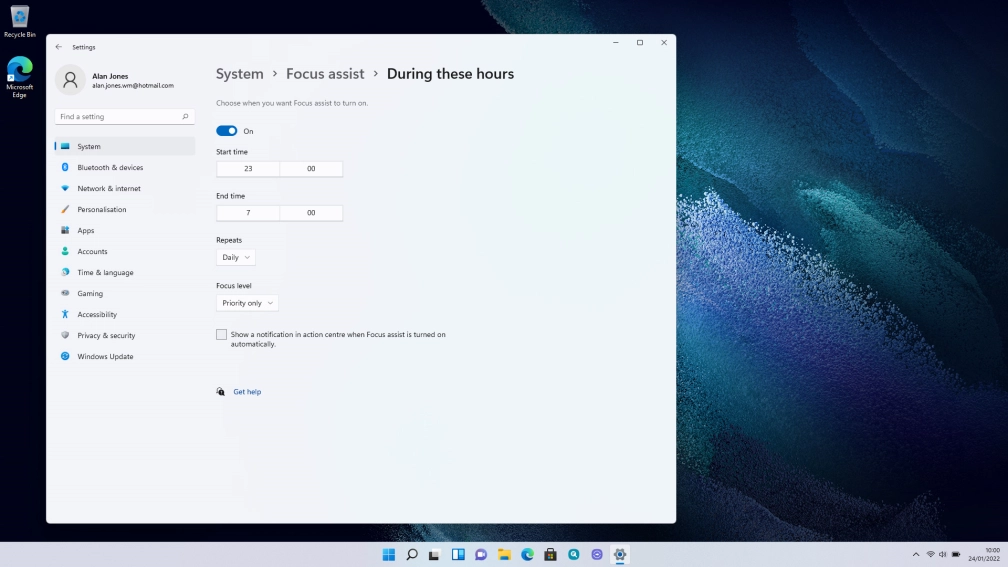 Follow the instructions on the screen to select period of time and focus type for automatic focus mode.