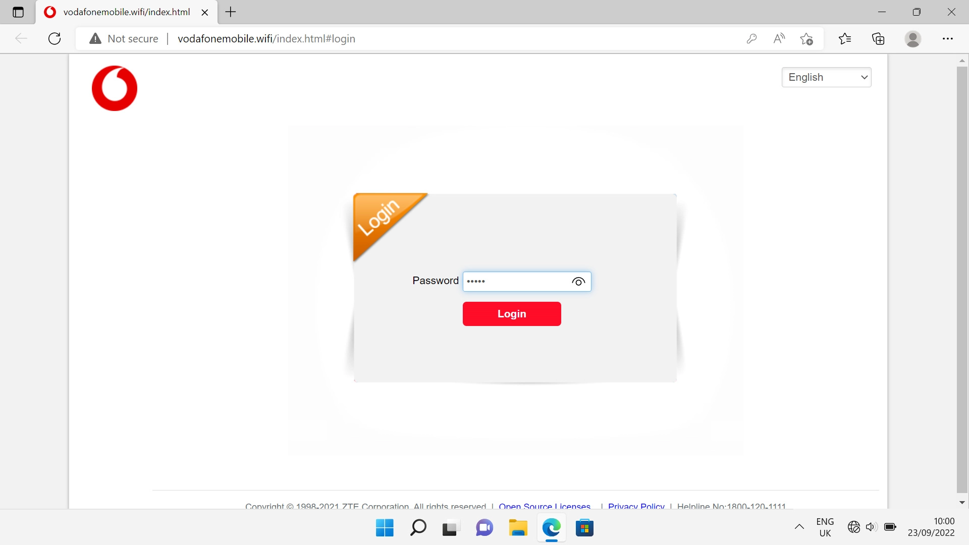 Key in the password for your router and click Login. The default password is 