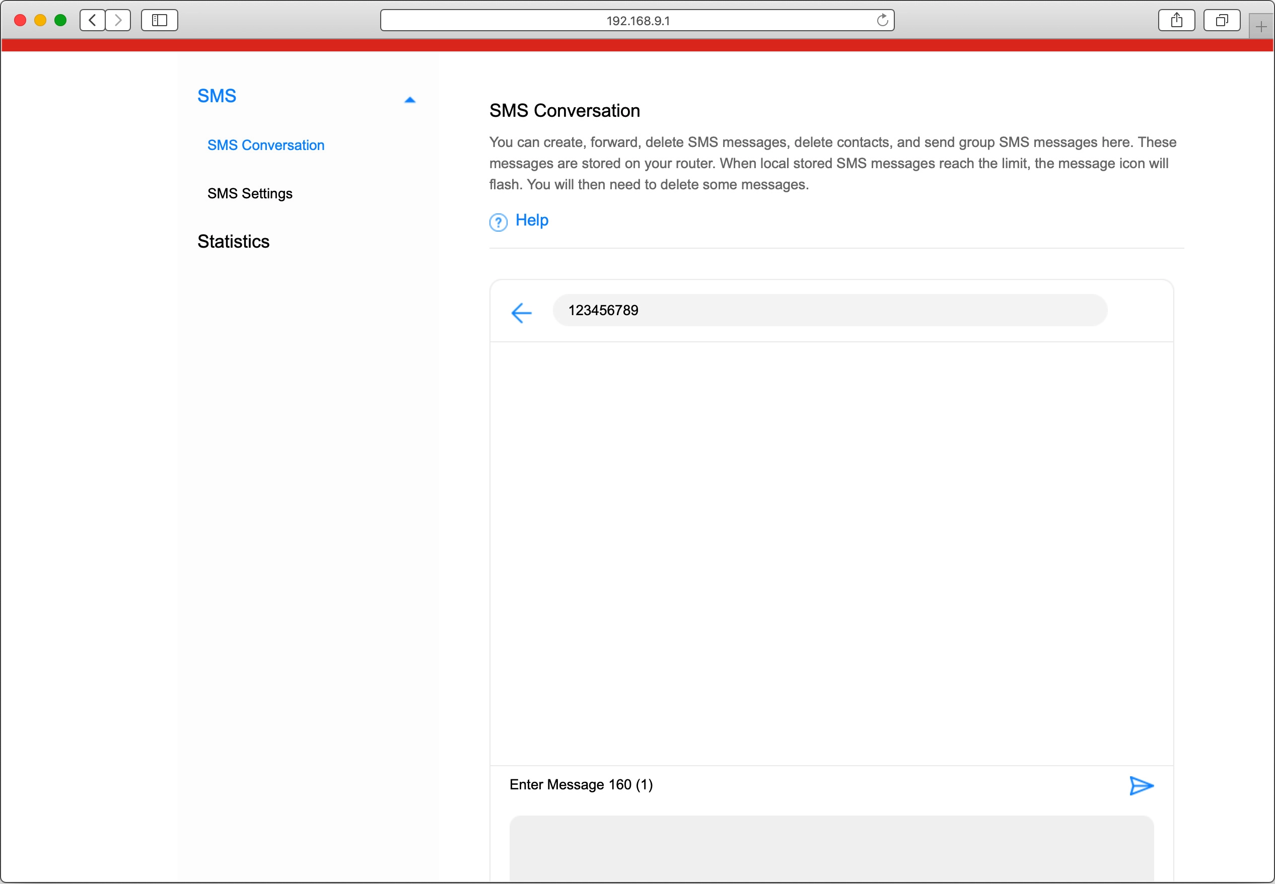 Click the text input field and write the text for your text message.
