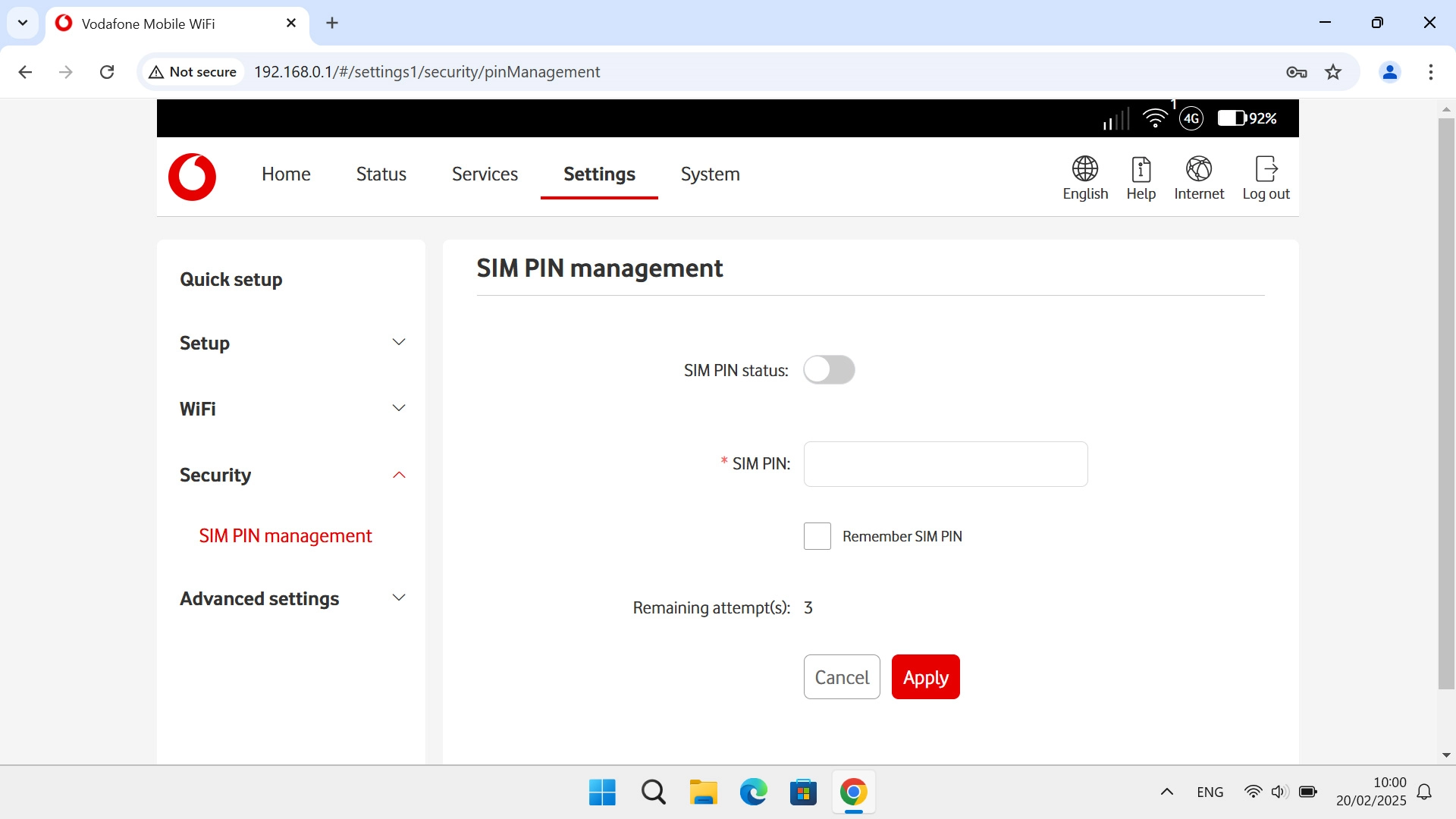 Click the field next to 