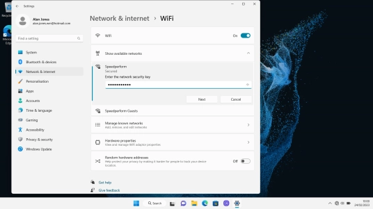 Key in the password for the Wi-Fi network and click Next.