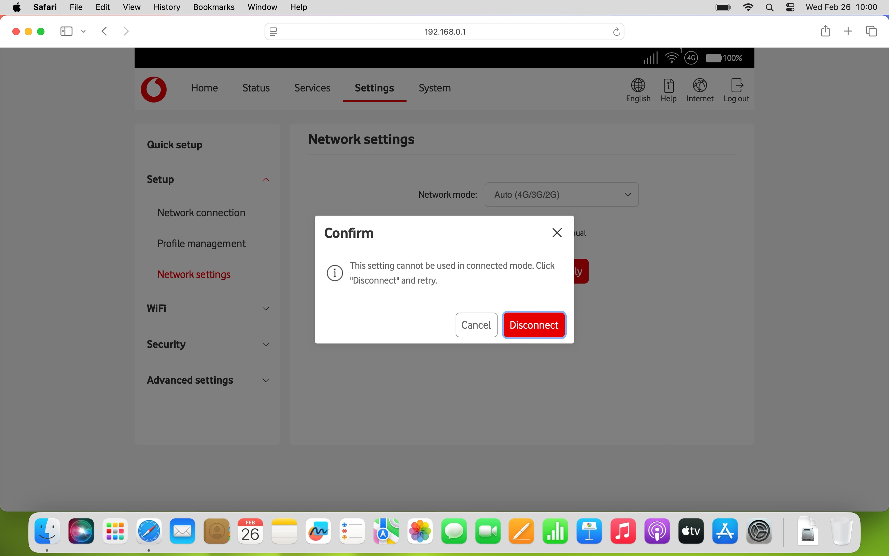 Click Disconnect and wait while your router searches for available networks.