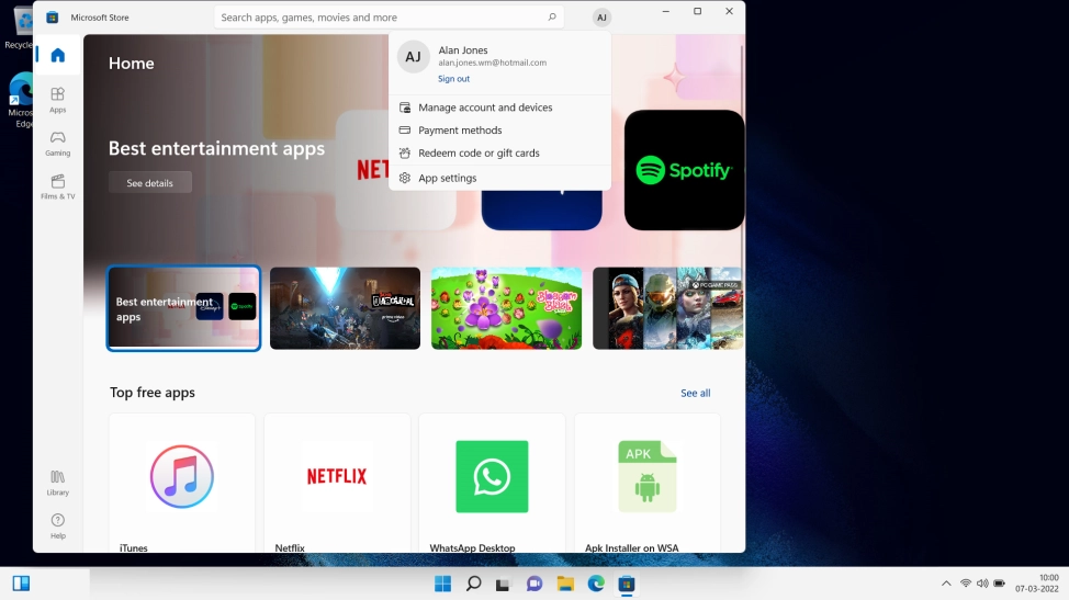 Click App settings.