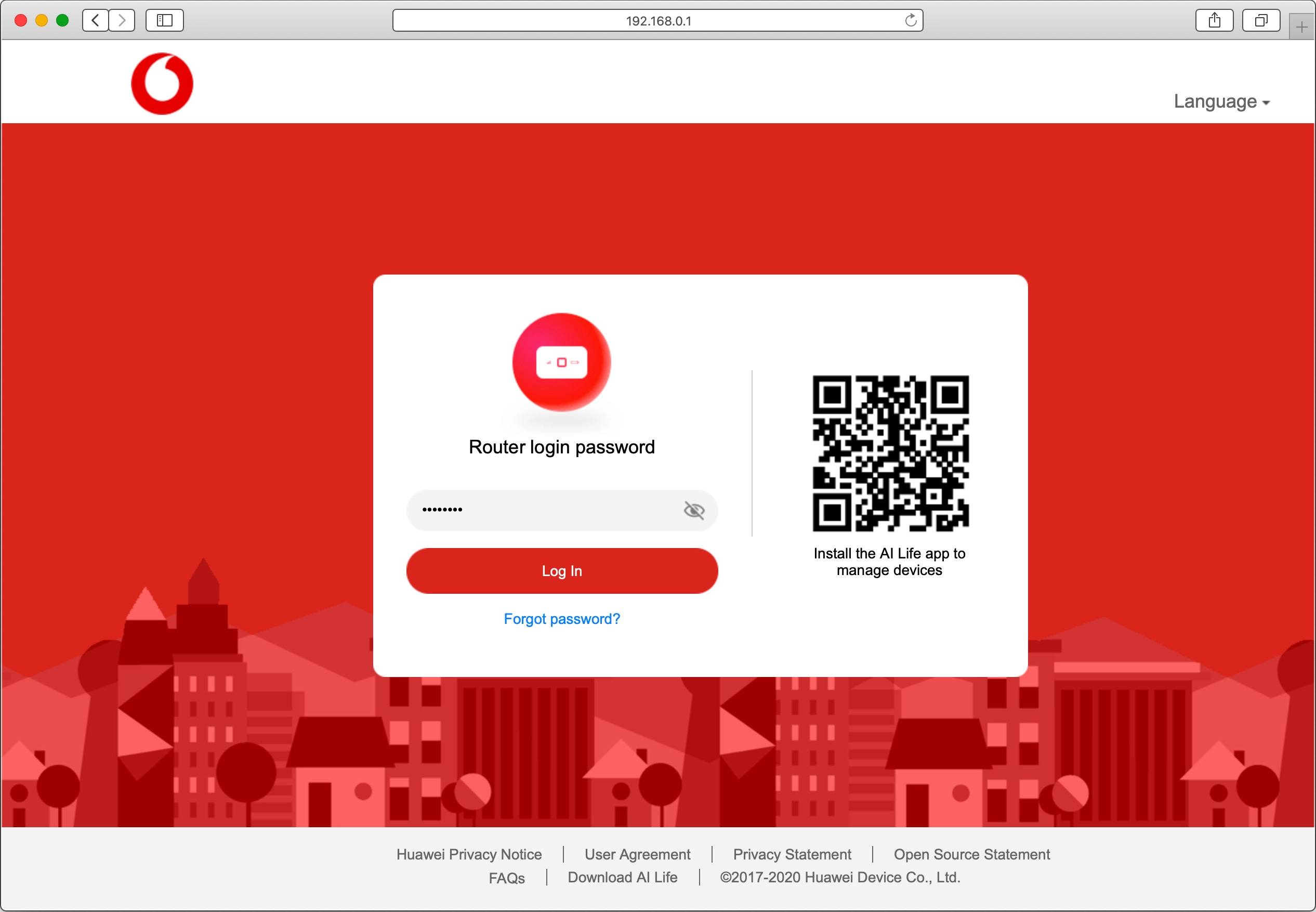 Key in the password for your router and click Log In.
