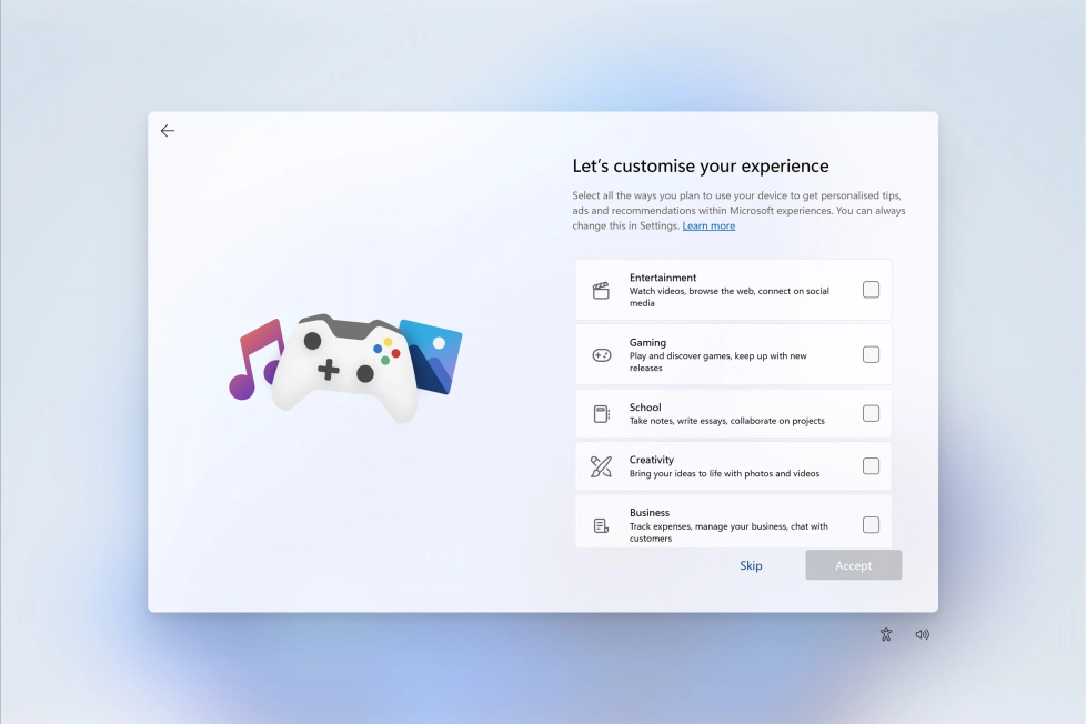 Click the fields next to the required categories to receive customised tips and suggestions.
