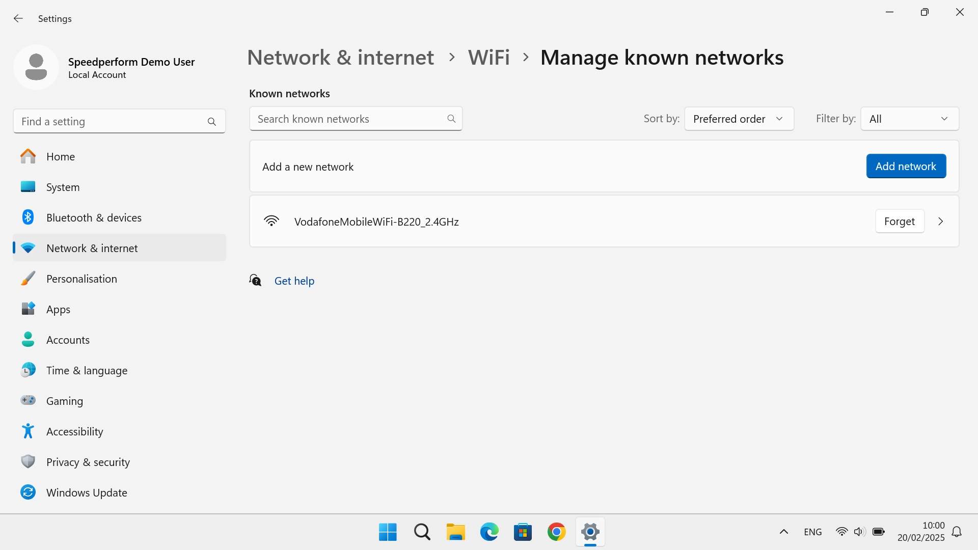 Click arrow right next to the required network.