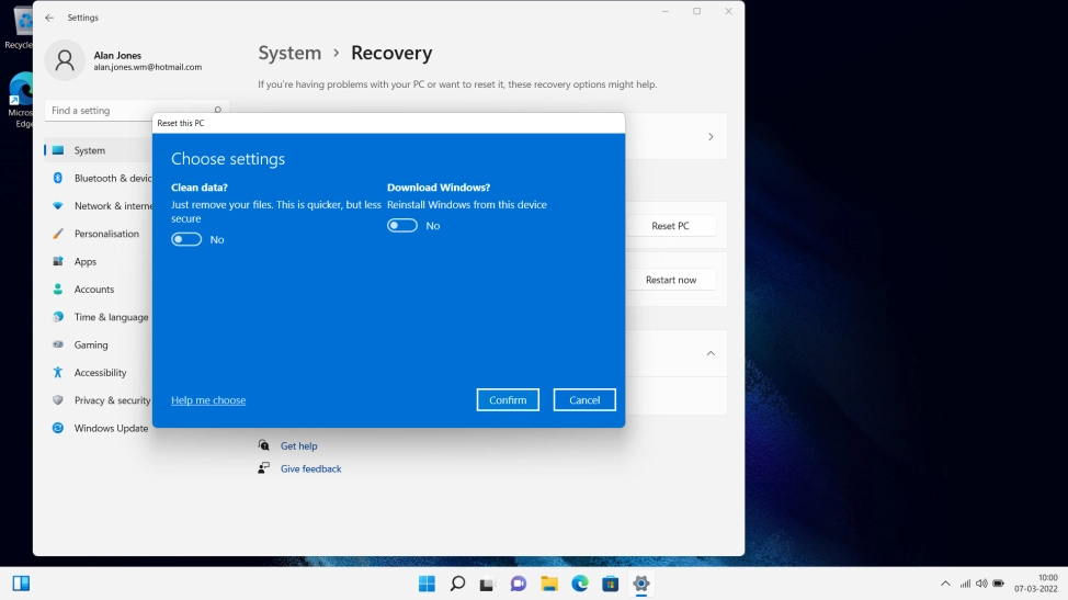 Click the indicators to select the required settings.