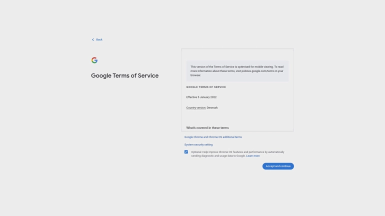 Click Accept and continue.
