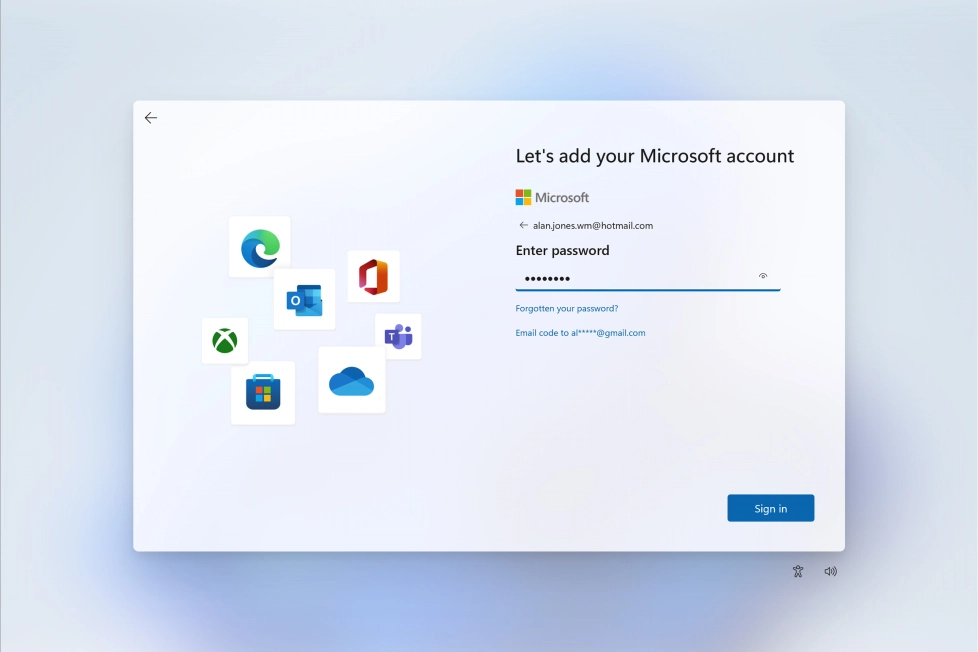 Key in the password for your Microsoft account and click Sign in.