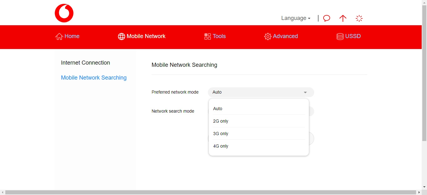 Click the required setting.