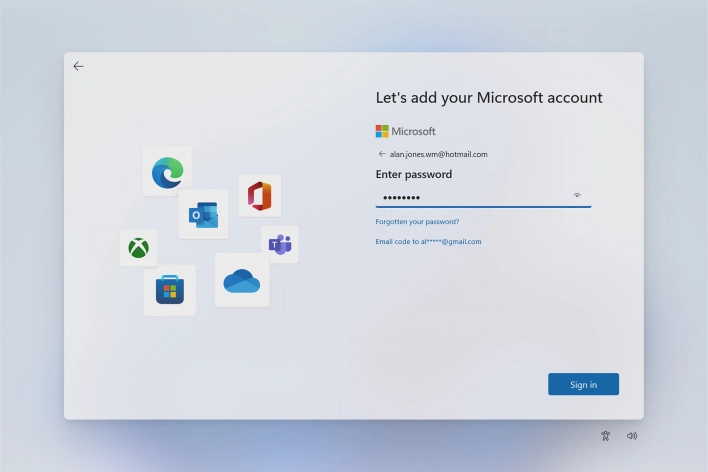 Key in the password for your Microsoft account and click Sign in.