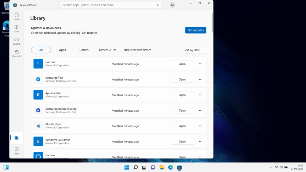 Click Get updates and wait while your apps are updated.