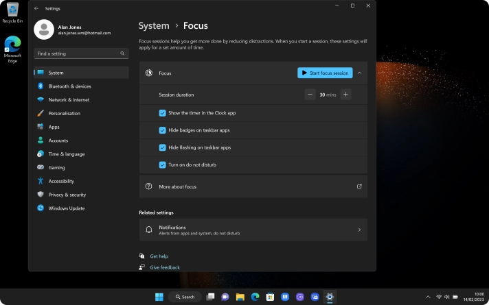 Follow the instructions on the screen to select the required settings for focus mode.