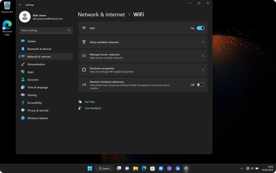 Click Show available networks.