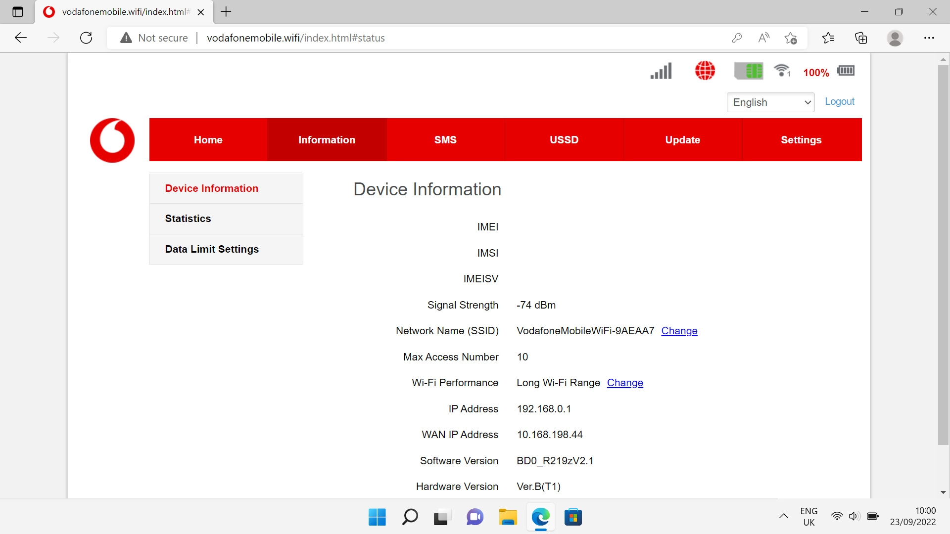 In Information you can see general information about your router and various statistics.