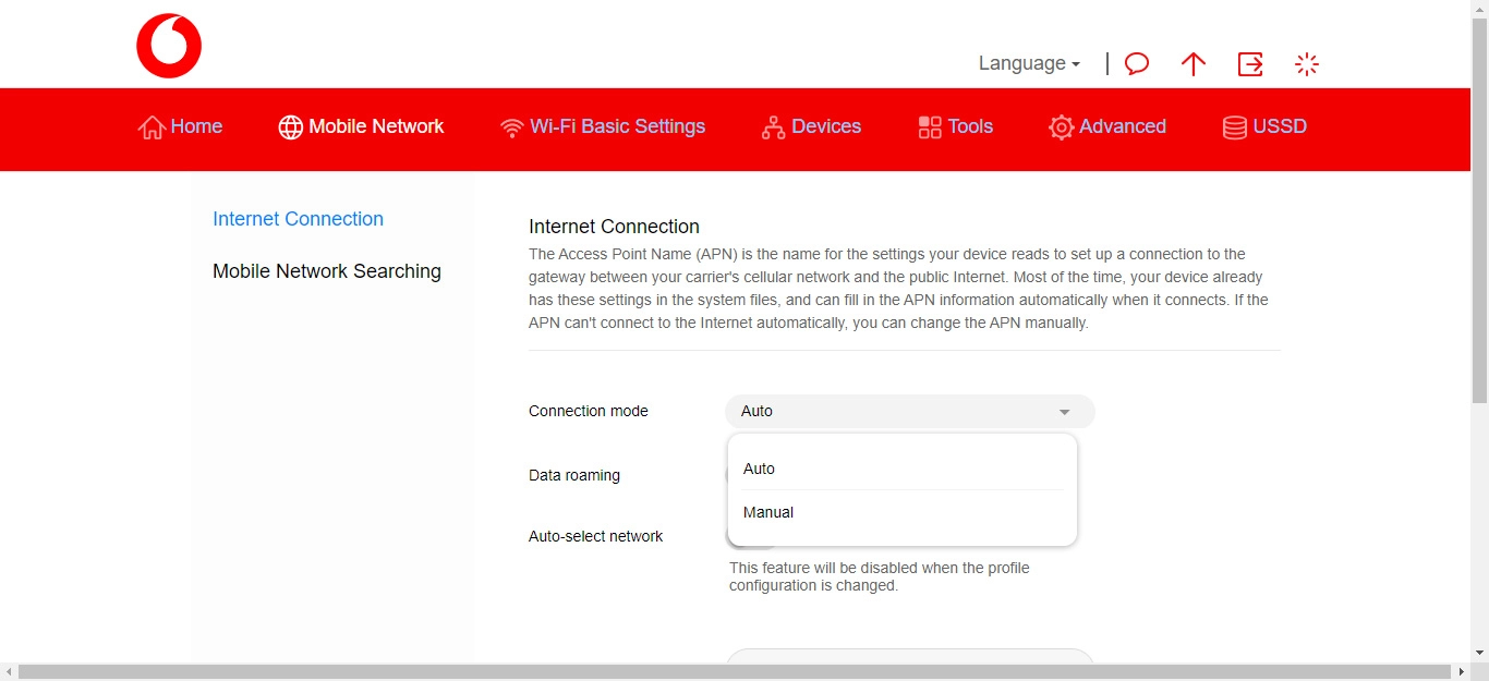 Click the required setting to turn the function on or off.