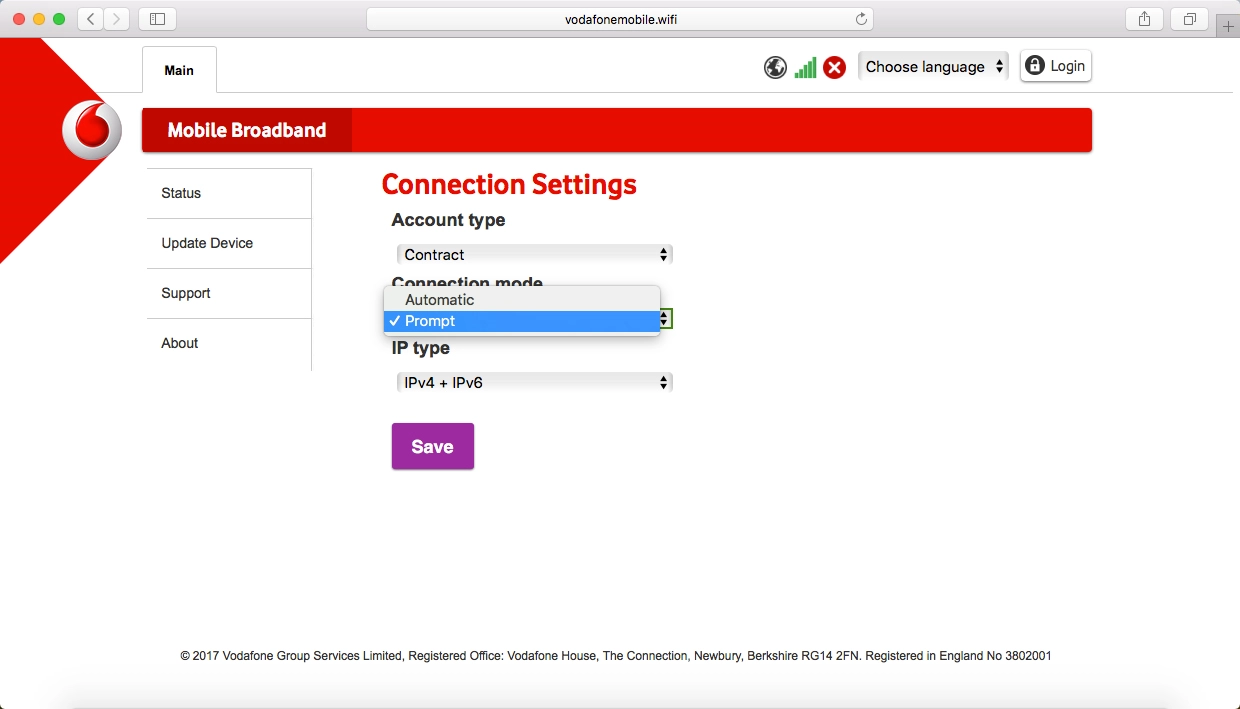 Click the required setting to turn the function on or off.