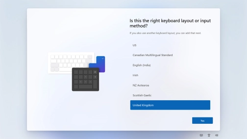 Click the required keyboard layout.
