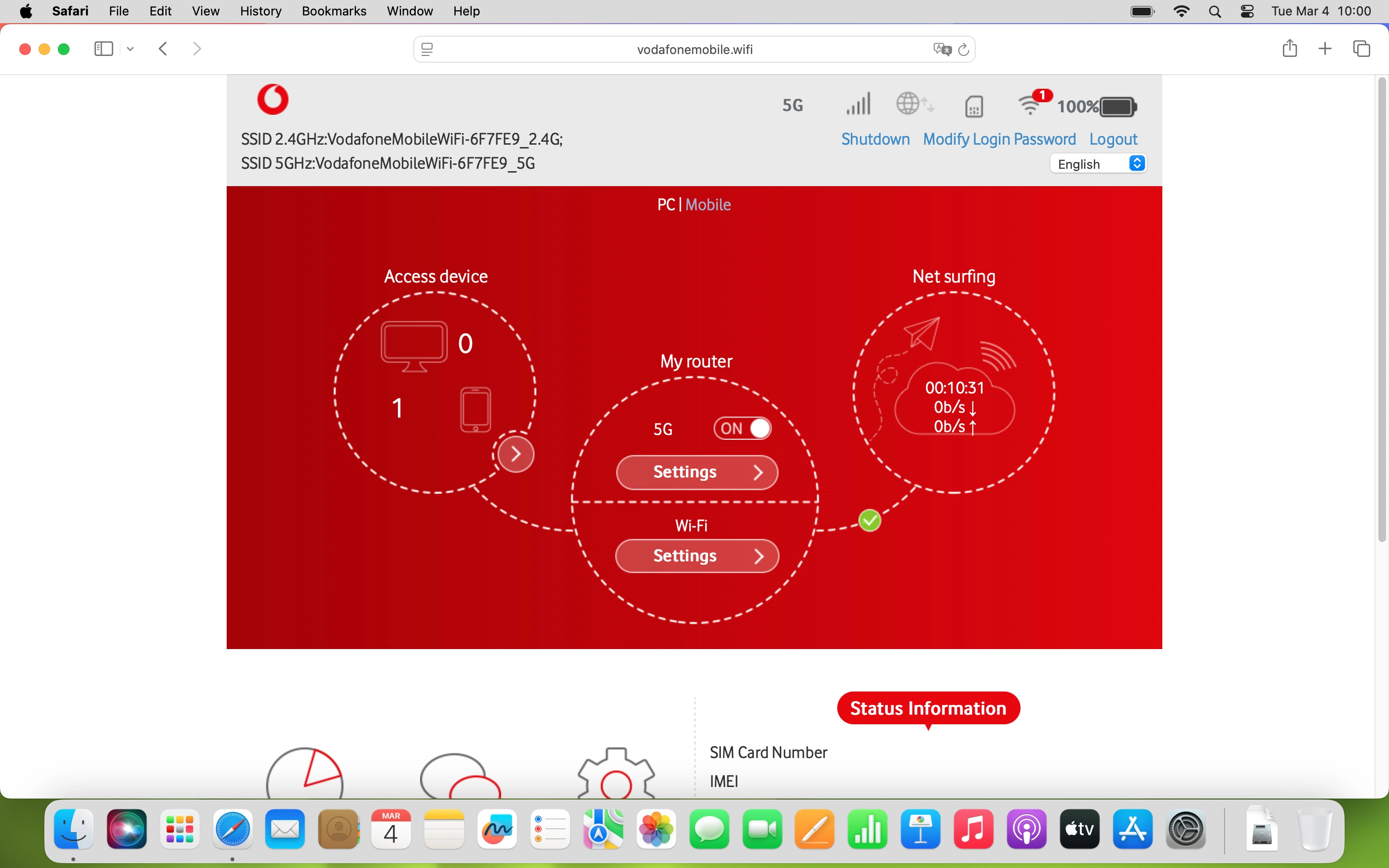 Click the indicator to end the data connection.