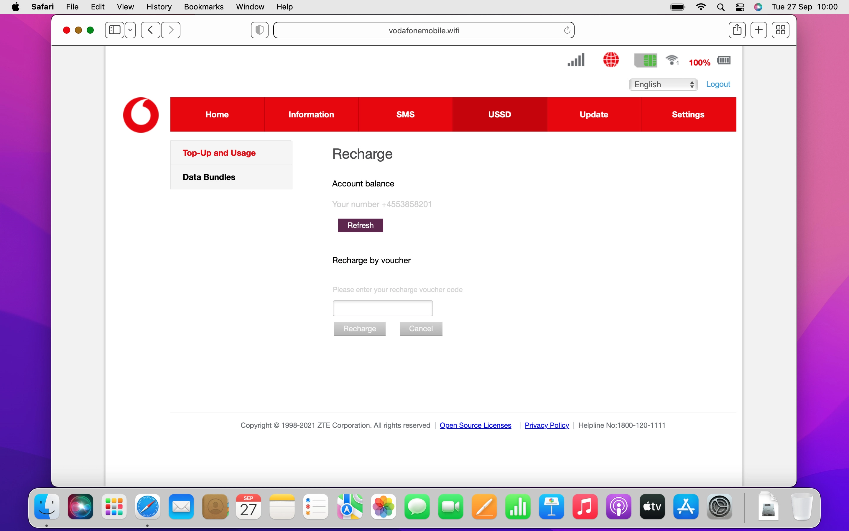 In USSD you can view information about your price plan.