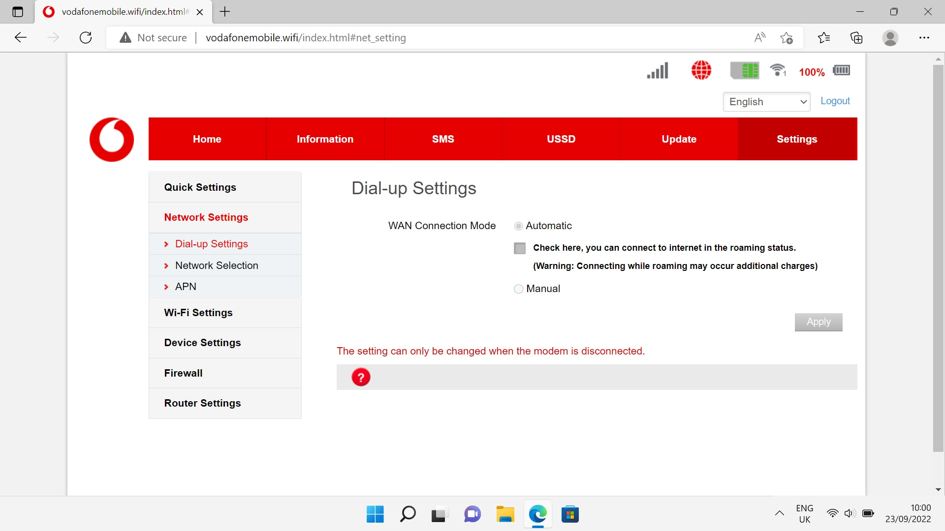 Click Network Selection.