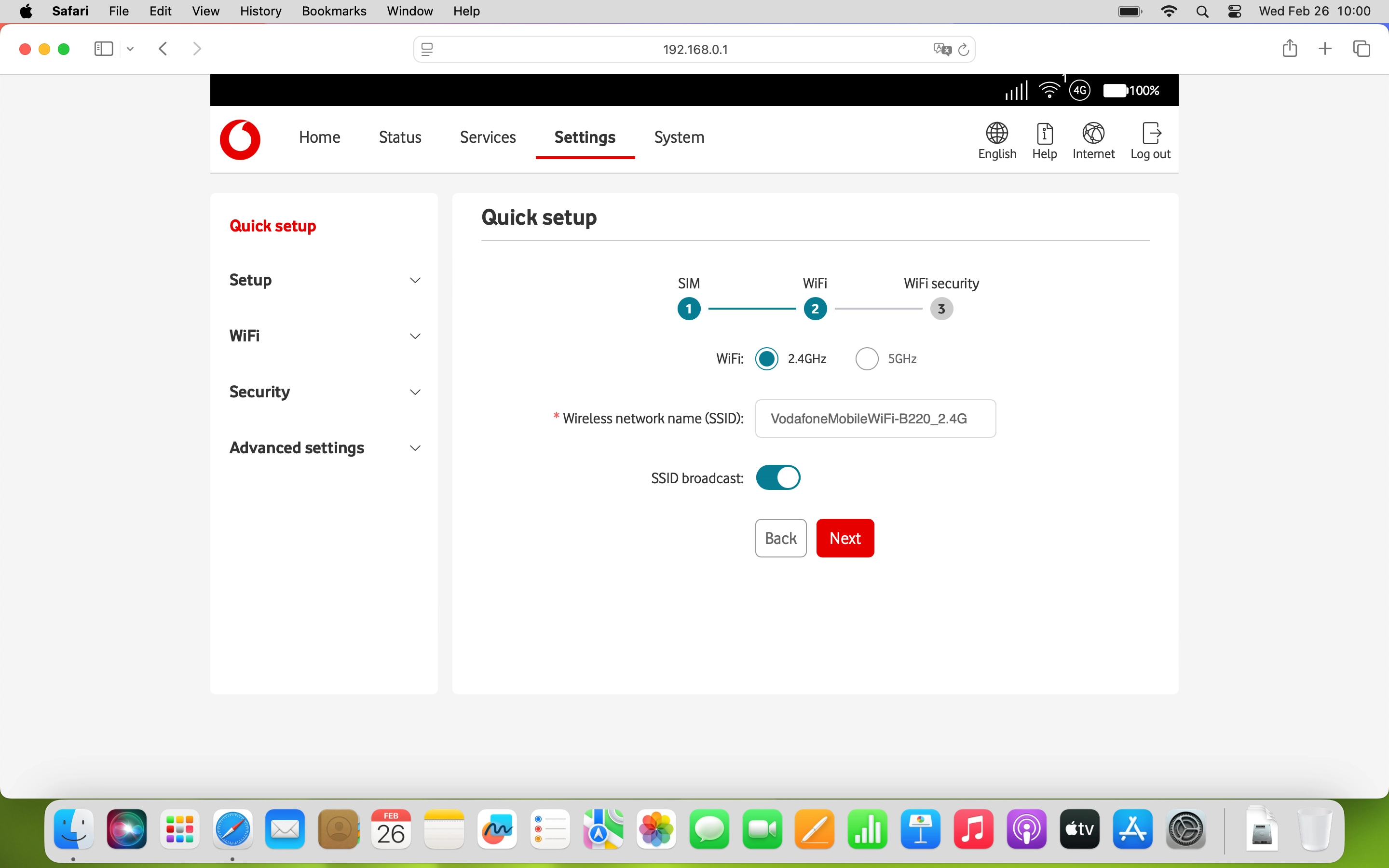 Follow the instructions on the screen to change the name of your Wi-Fi hotspot or click Next.