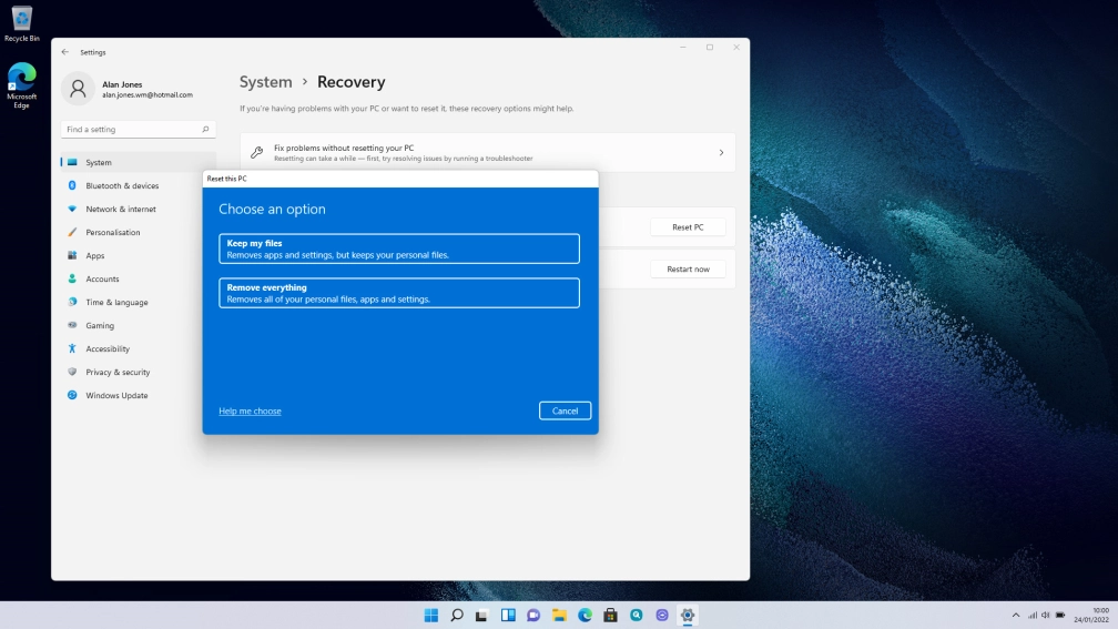 Click Remove everything.