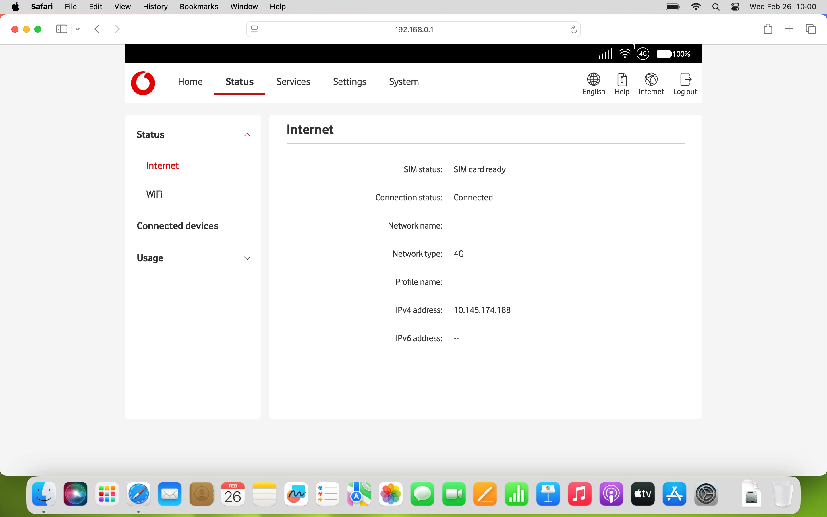 In Status, you can see network connection information and a list of devices connected to your router.