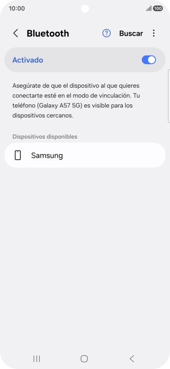 Pulsa el dispositivo Bluetooth deseado y sigue las indicaciones de la pantalla para vincular el dispositivo al teléfono.