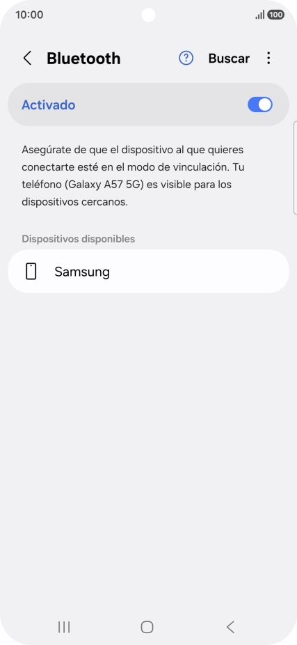 Pulsa el dispositivo Bluetooth deseado y sigue las indicaciones de la pantalla para vincular el dispositivo al teléfono.