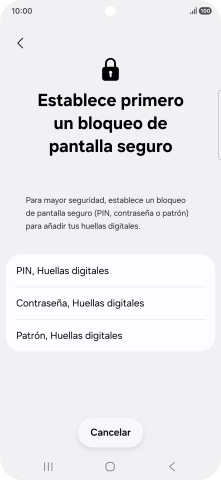 Pulsa el código de seguridad deseado y sigue las indicaciones de la pantalla para crear un código de seguridad del teléfono adicional.